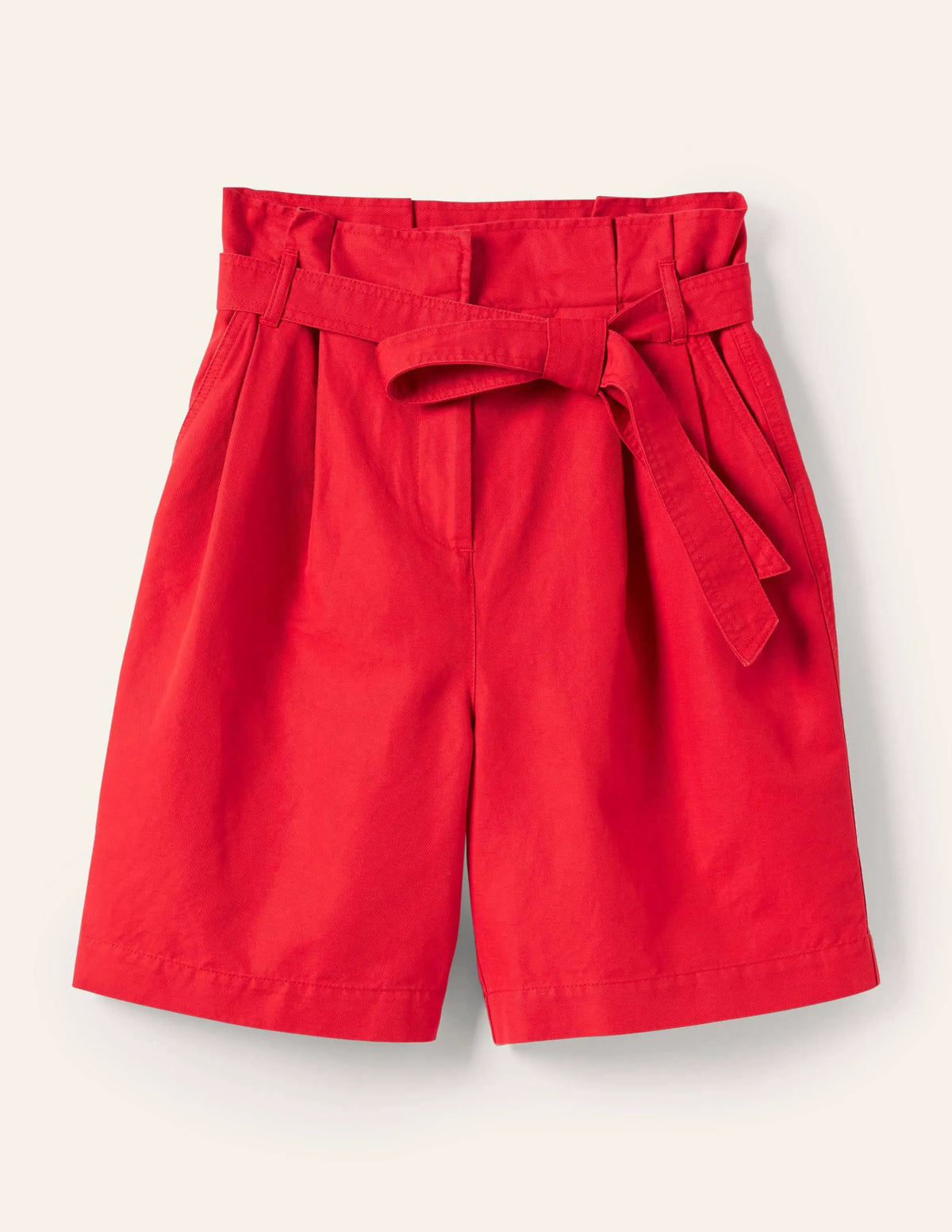 Paperbag High Waisted Shorts-Red