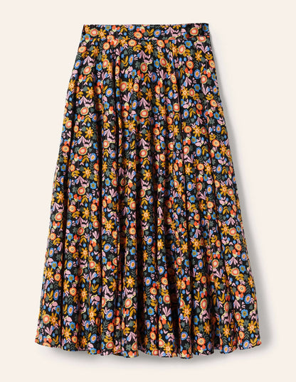 Full Cotton Midi Skirt-Black, Flora Bloom