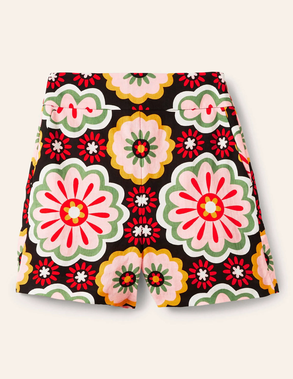 Georgina Linen Shorts-Black, Opulent Daisy