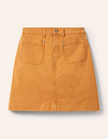 Patch Pocket Skirt-Teak Wood Brown