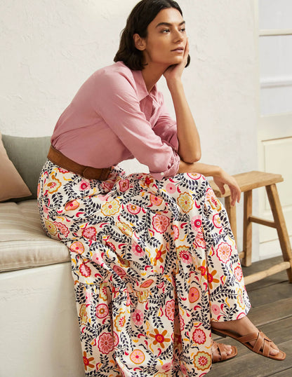 Lorna Tiered Maxi Skirt-Ivory, Opulent Garden