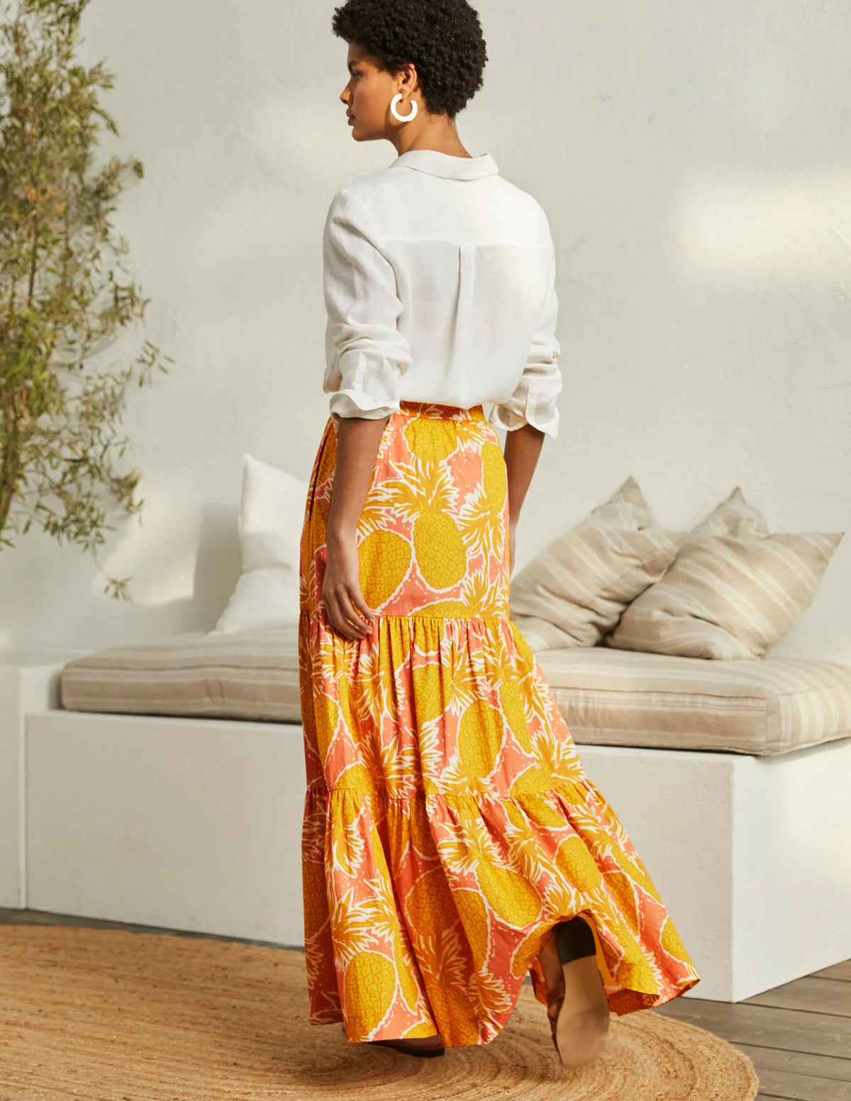 Lorna Tiered Maxi Skirt-Brioche, Pineapple Cluster
