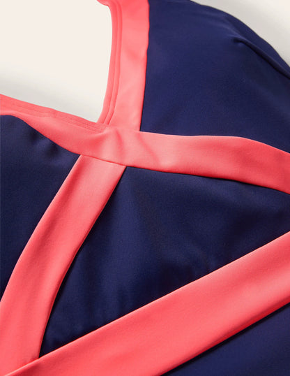 Kefalonia Halterneck Swimsuit-Harmony Blue Colourblock