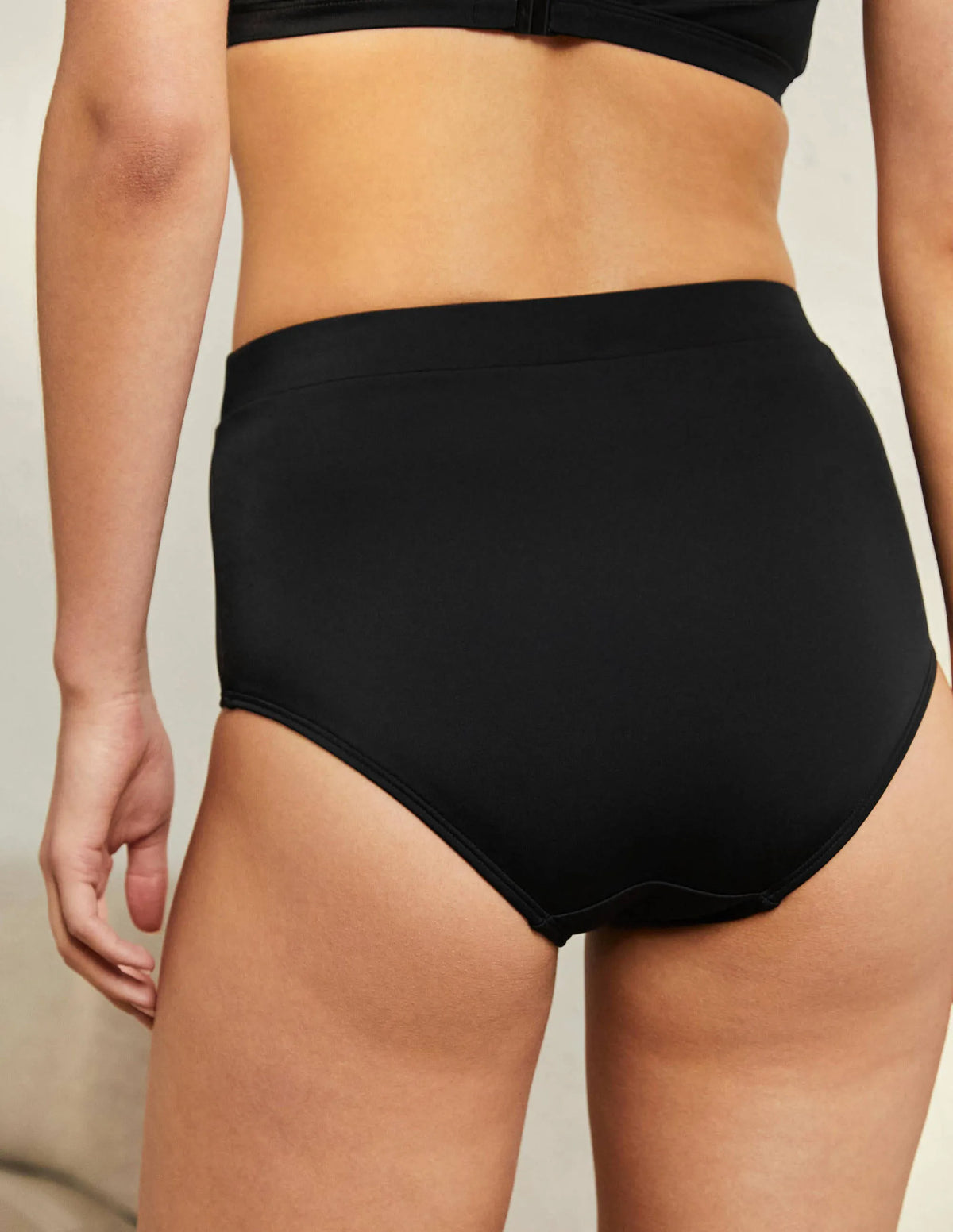 High Waist Bikini Bottoms-Black