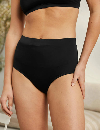 High Waist Bikini Bottoms-Black