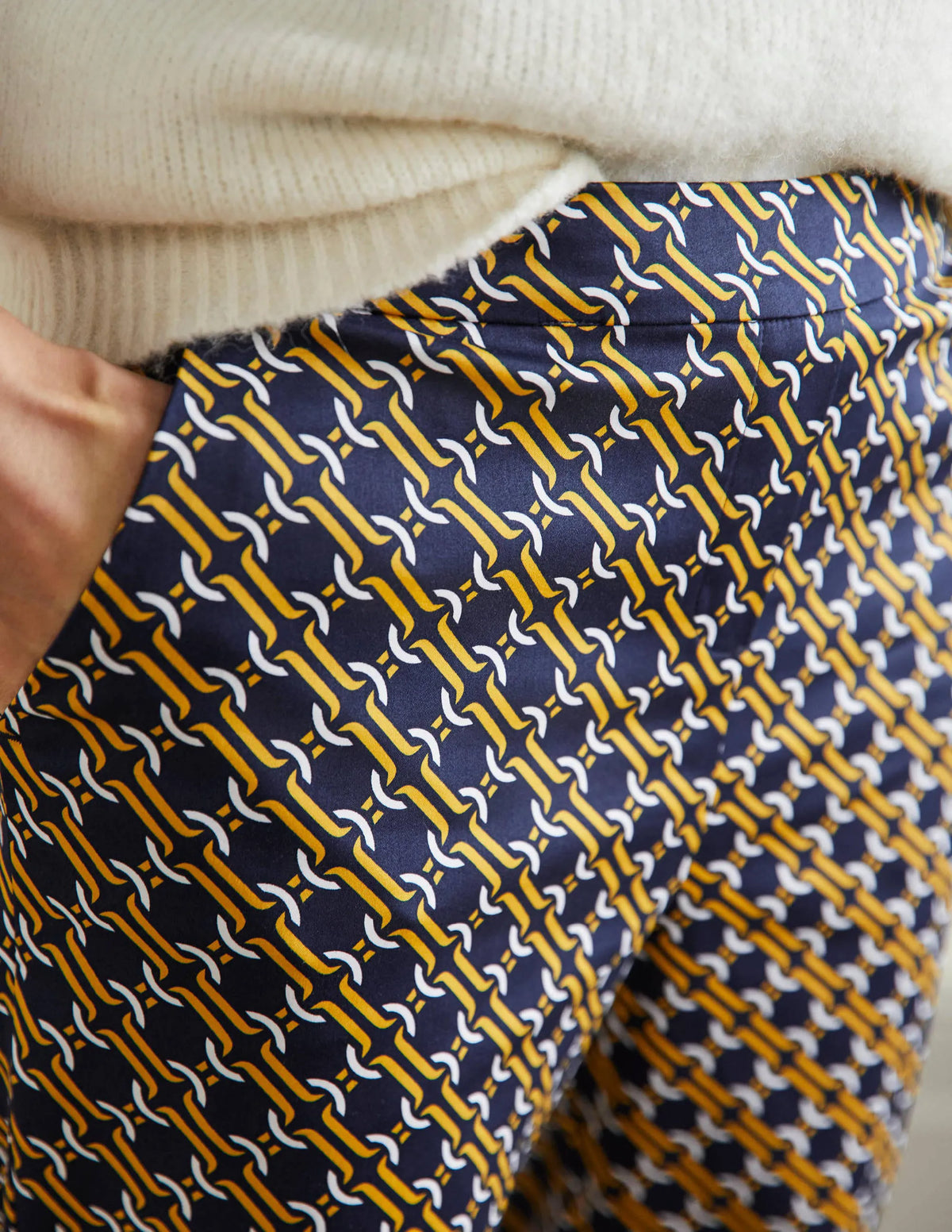 Pull On Pants-Navy, Chain Geo