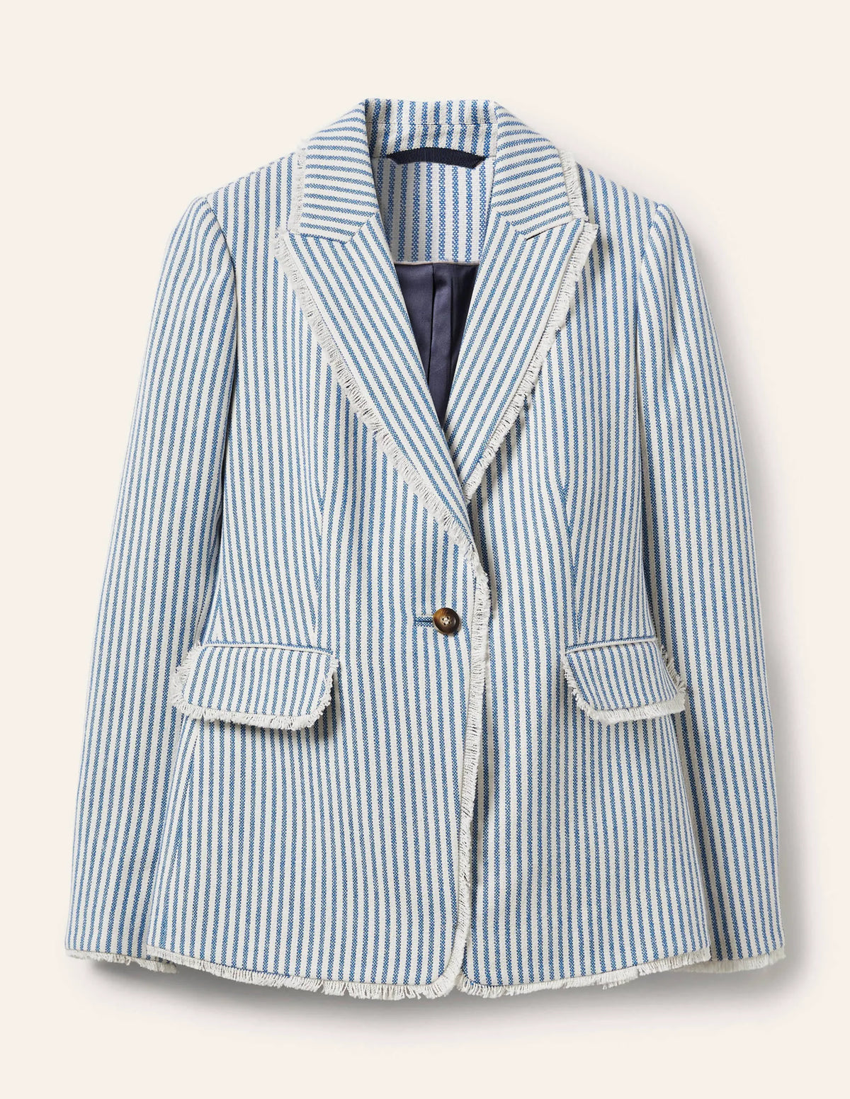 Hever Cotton Twill Blazer-Atlantic Blue/ Ivory Stripe