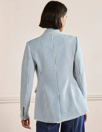 Hever Cotton Twill Blazer-Atlantic Blue/ Ivory Stripe