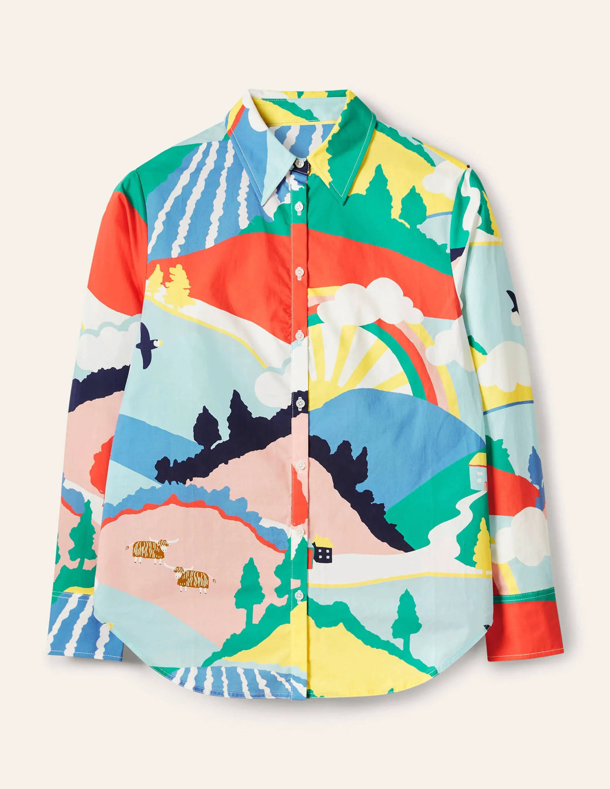 Relaxed Cotton Shirt-Scenic Meadow