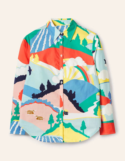 Relaxed Cotton Shirt-Scenic Meadow