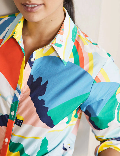 Relaxed Cotton Shirt-Scenic Meadow