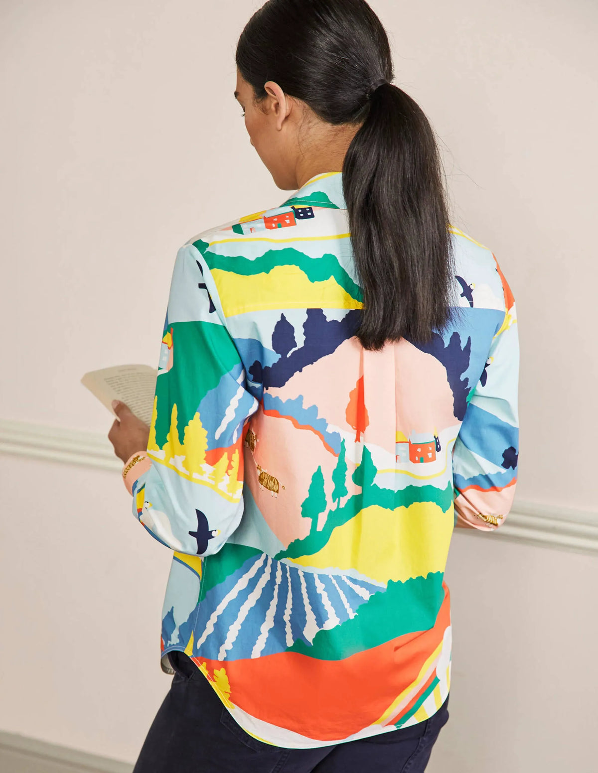 Relaxed Cotton Shirt-Scenic Meadow