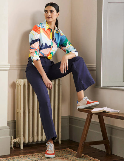 Relaxed Cotton Shirt-Scenic Meadow