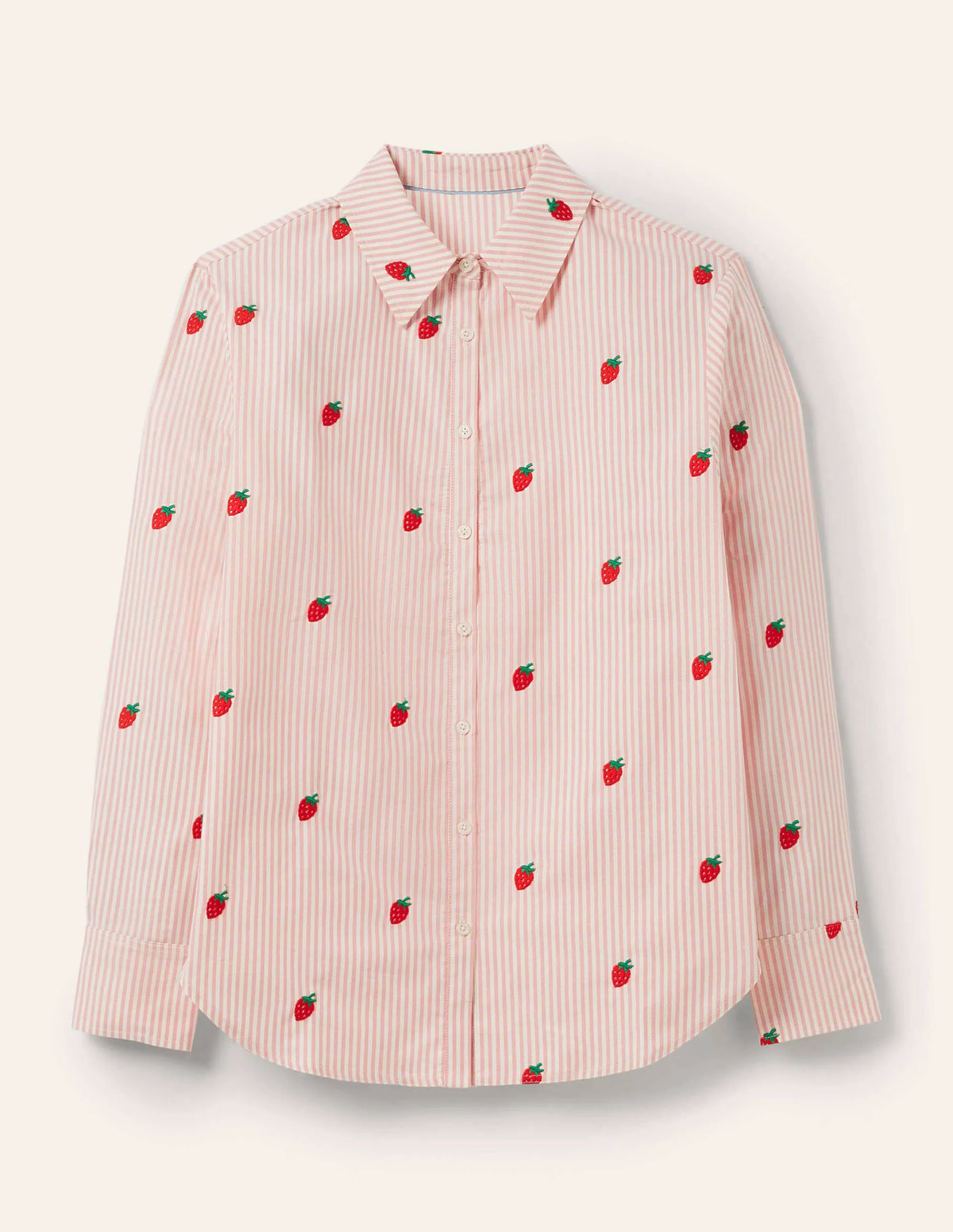 Relaxed Cotton Shirt-Mauve Stripe, Strawberry