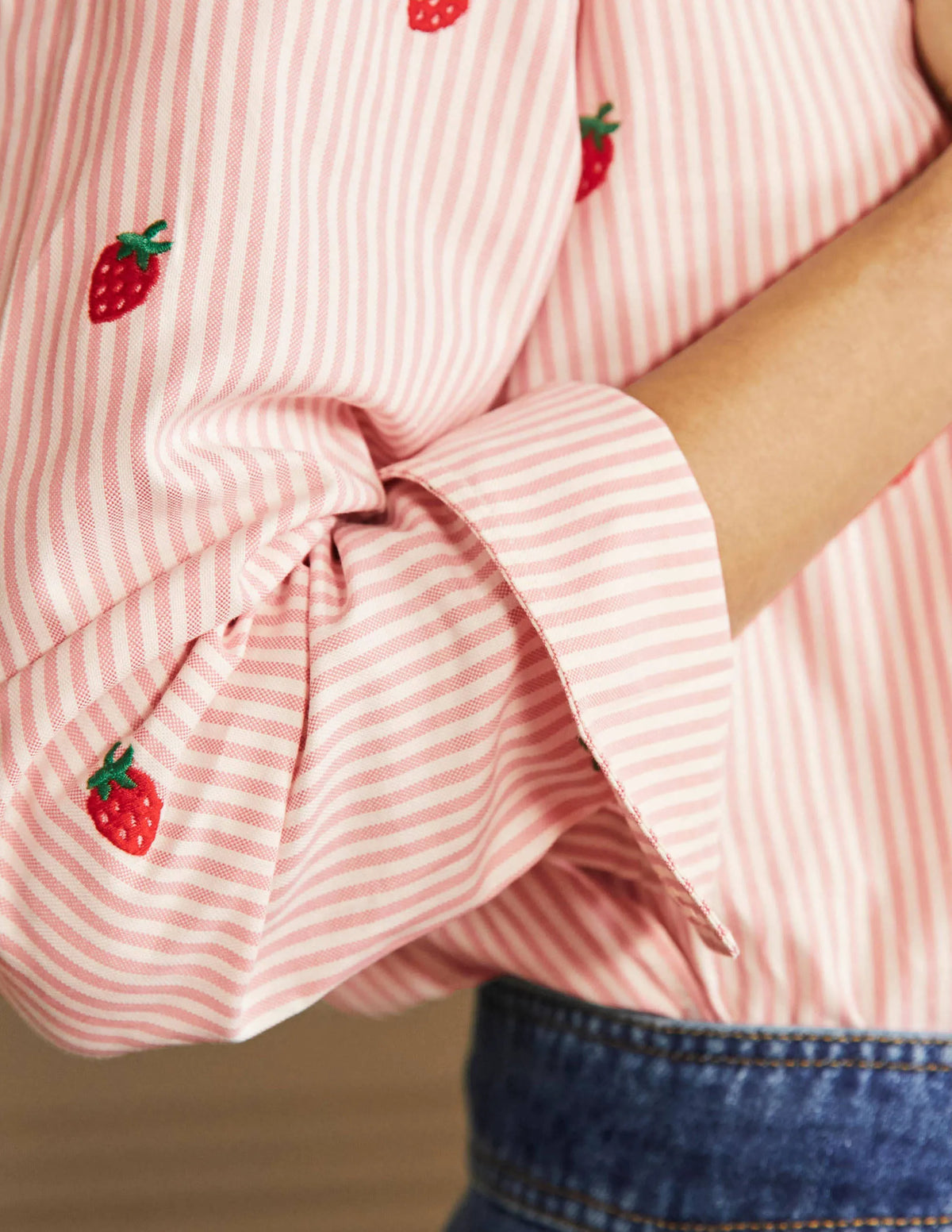 Relaxed Cotton Shirt-Mauve Stripe, Strawberry