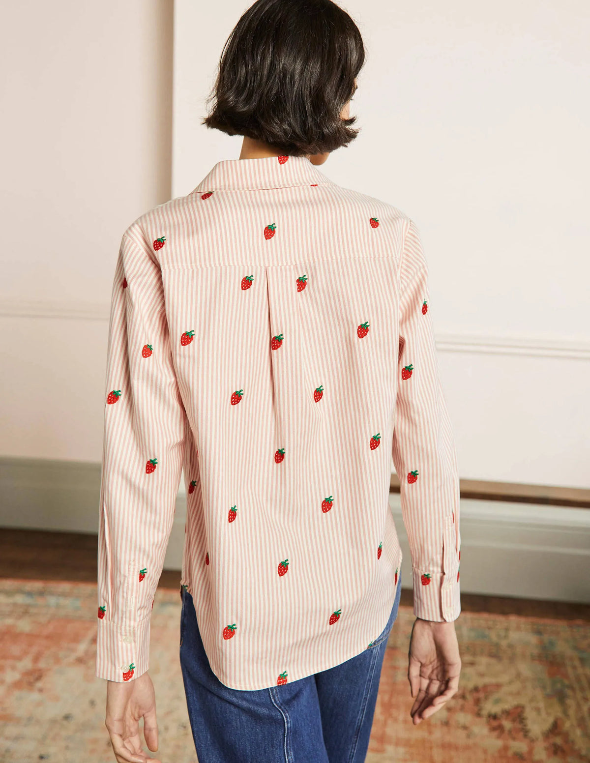 Relaxed Cotton Shirt-Mauve Stripe, Strawberry
