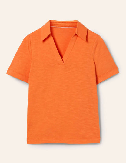 Cotton Polo Top-Dusty Orange