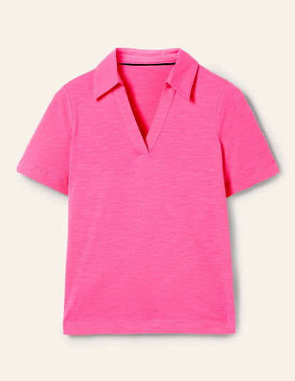Cotton Polo Top-Festival Pink