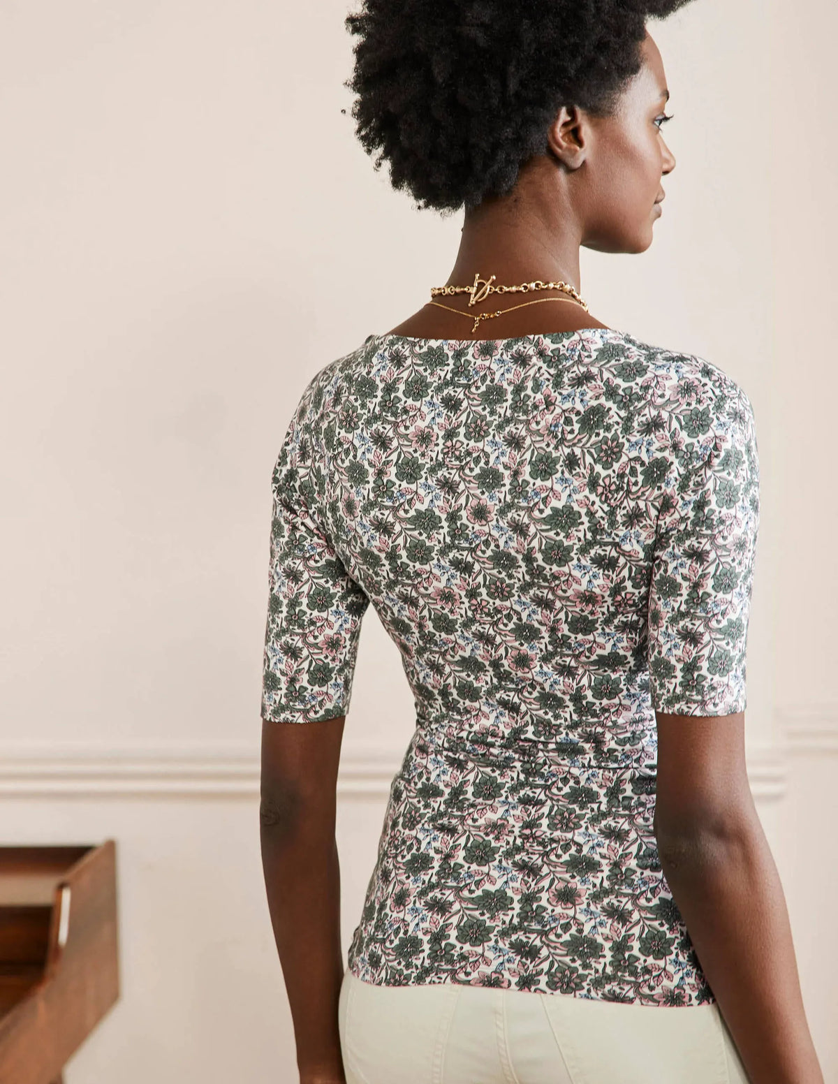 Short Sleeve Wrap Top-Alder, Floret Bloom