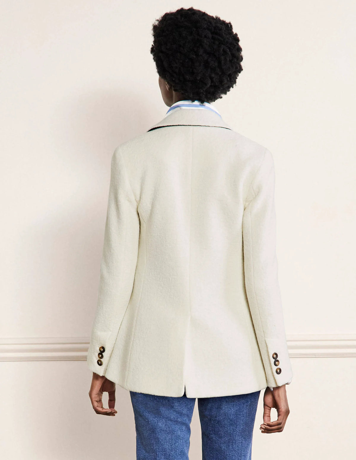 Bella Textured Wool Blazer-Ivory