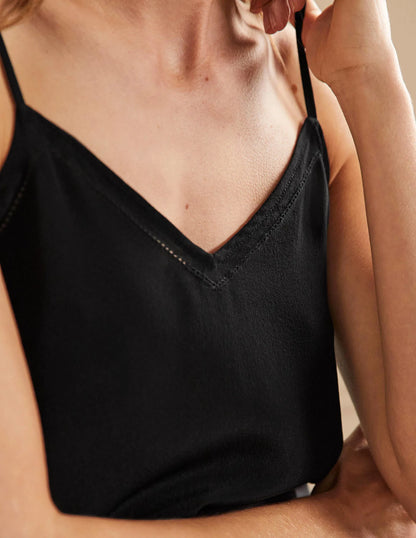 Silk Cami Top-Black