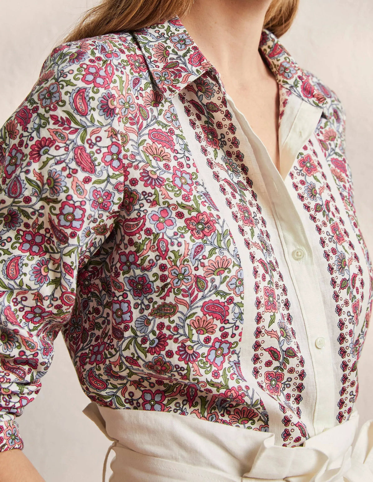 Linen Shirt-Ivory, Oriental Paradise