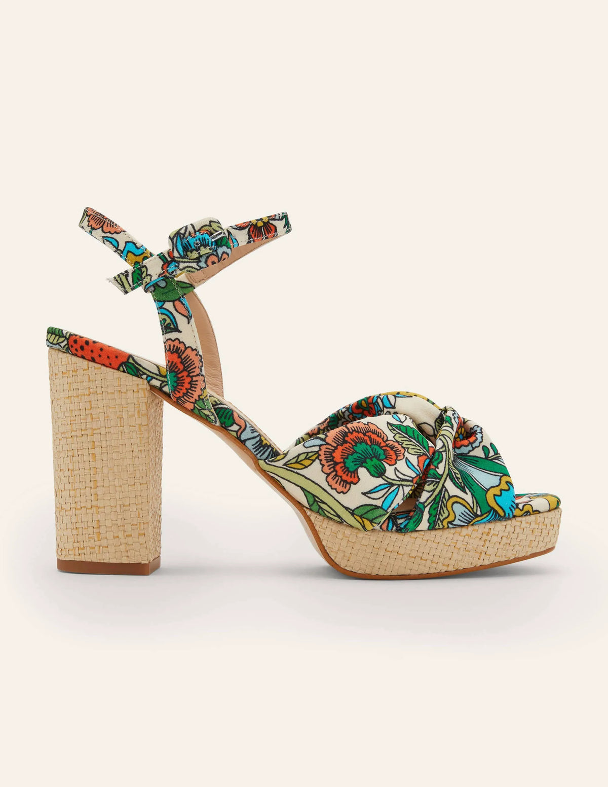 Twist Front Platform Sandals-Ivory, Tropic Meadow
