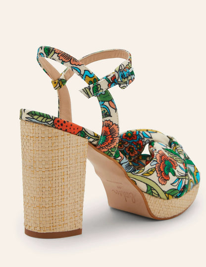 Twist Front Platform Sandals-Ivory, Tropic Meadow