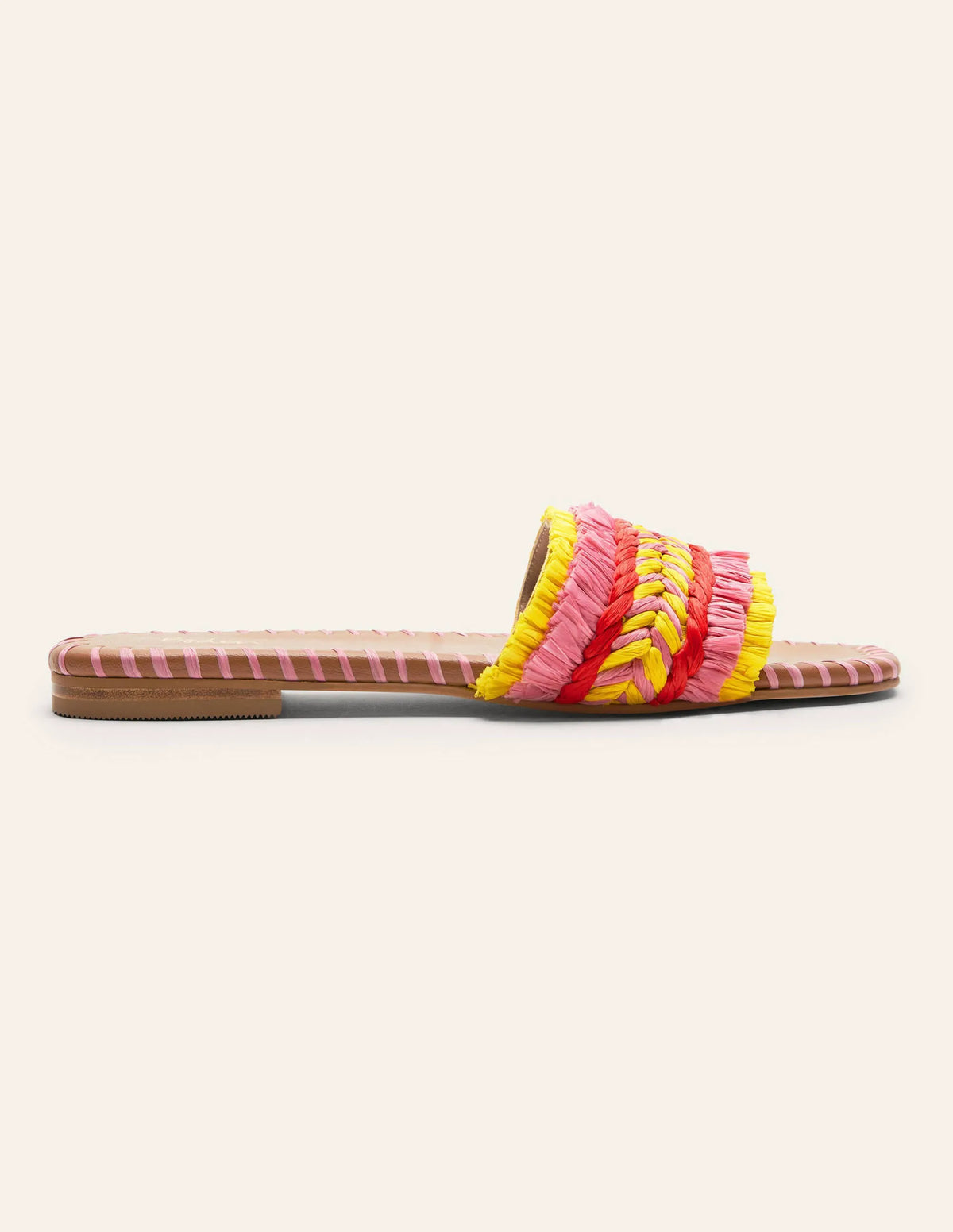 Raffia Flat Sandals-Formica Pink