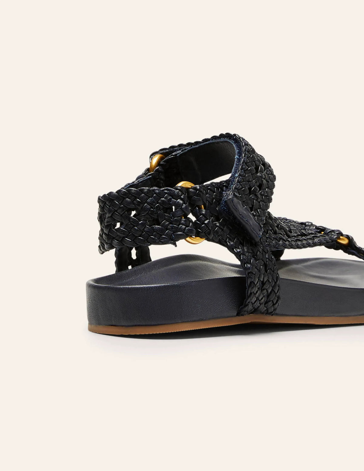 Woven Leather Sandals-Navy