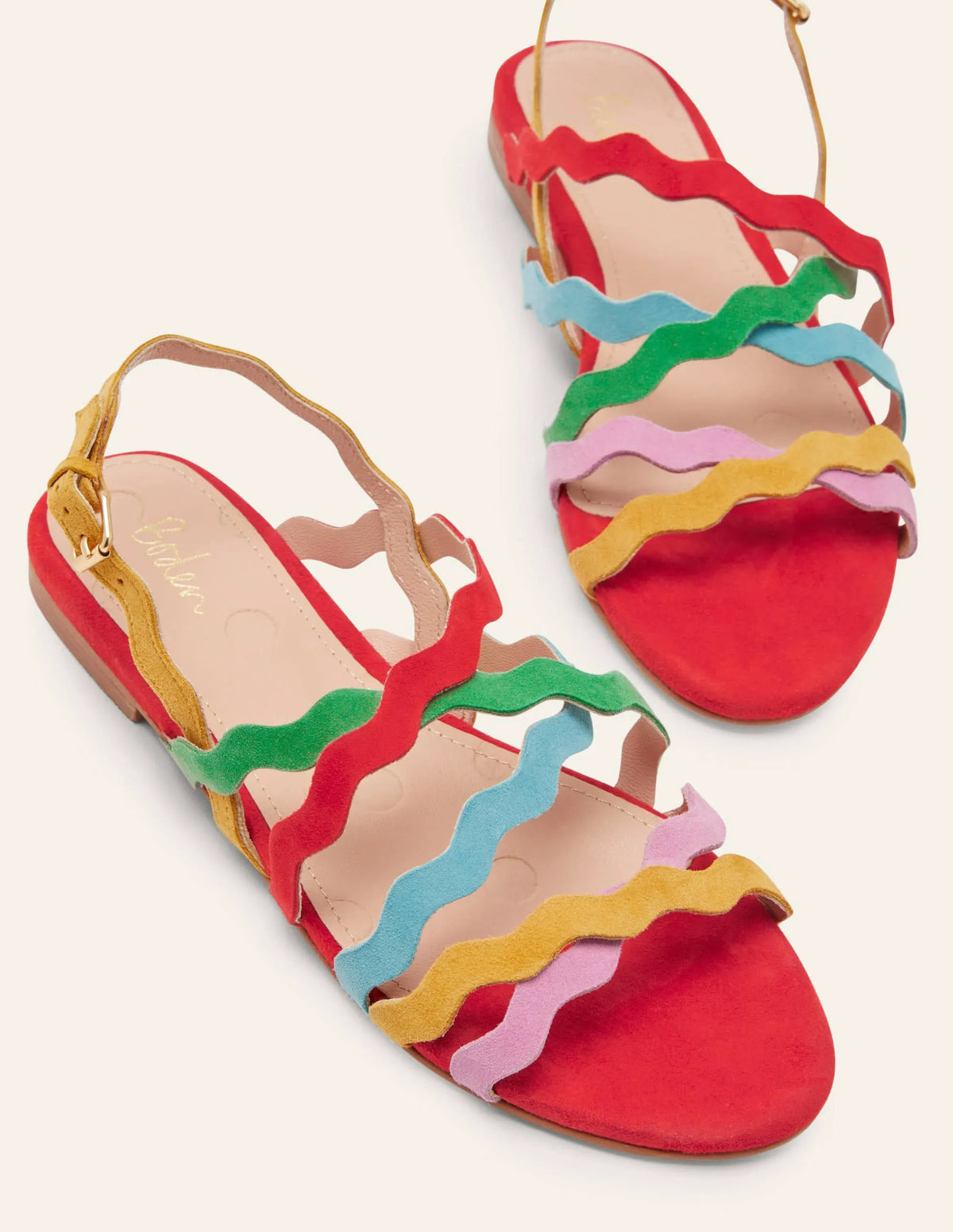 Multi Strap Flat Sandals-Bright Poppy Multi
