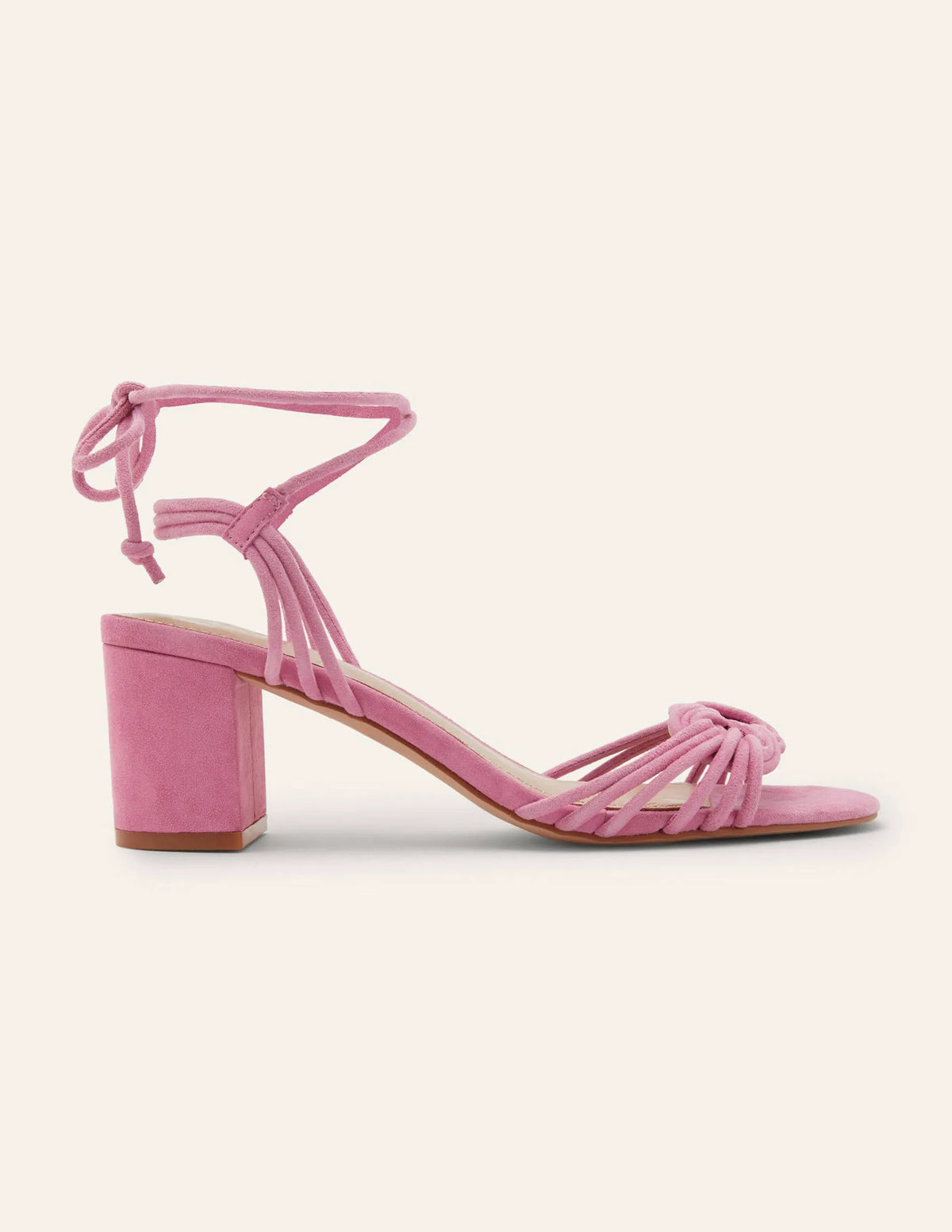 Knot Detail Heel Sandals-Sachet Pink