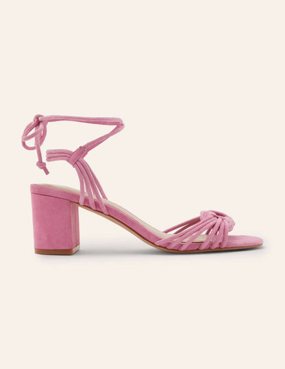 Knot Detail Heel Sandals-Sachet Pink
