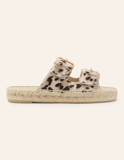 Buckle Espadrille Sandals-Neutral Leopard