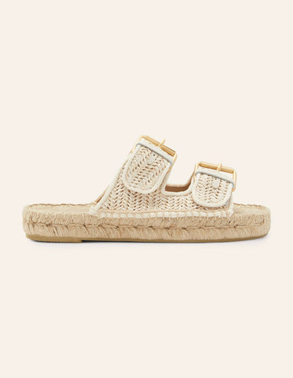 Buckle Espadrille Sandals-Natural Raffia
