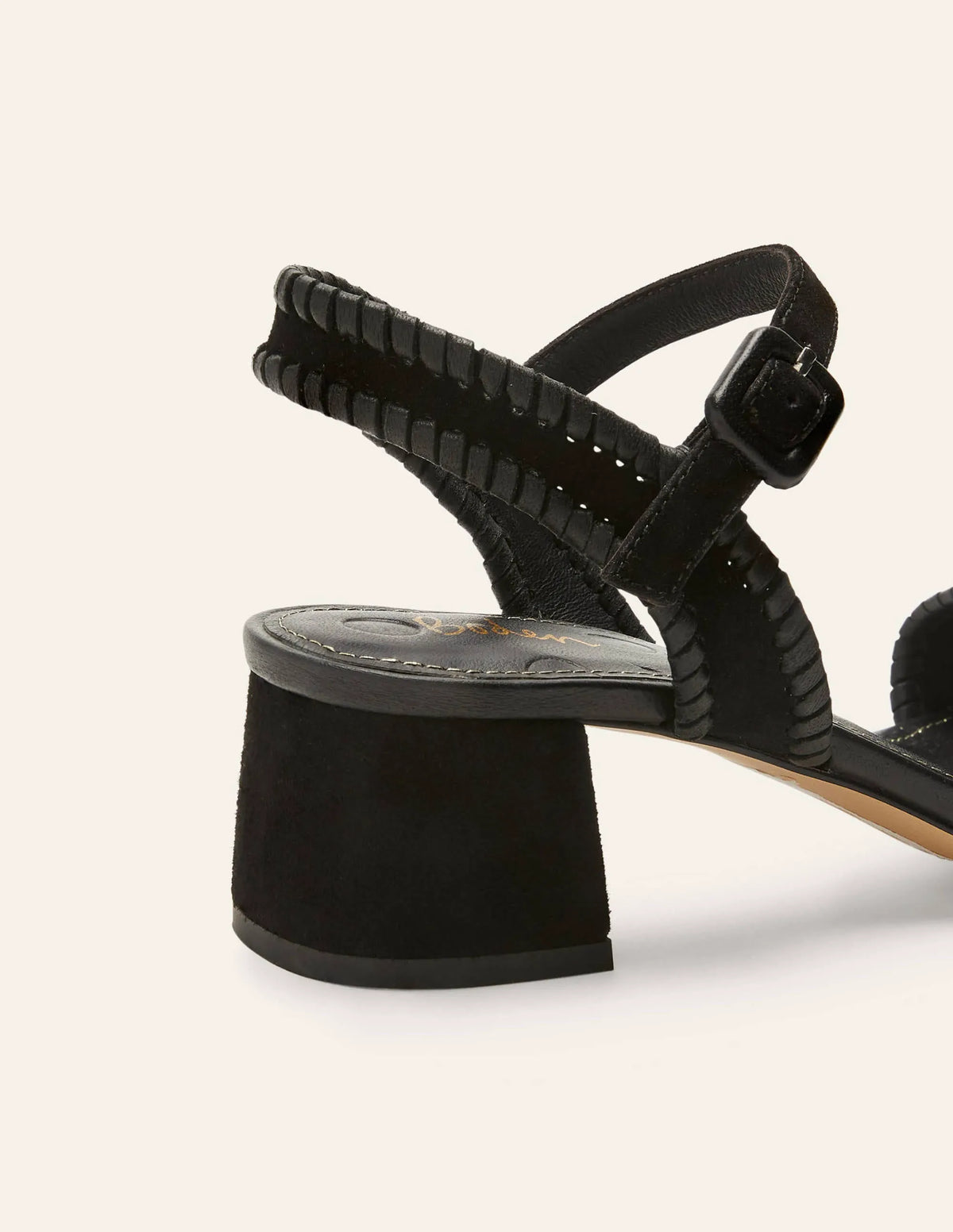Block Heel Suede Sandals-Black