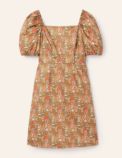 Puff Sleeve Mini Dress-Frankincense Wildflower Bloom
