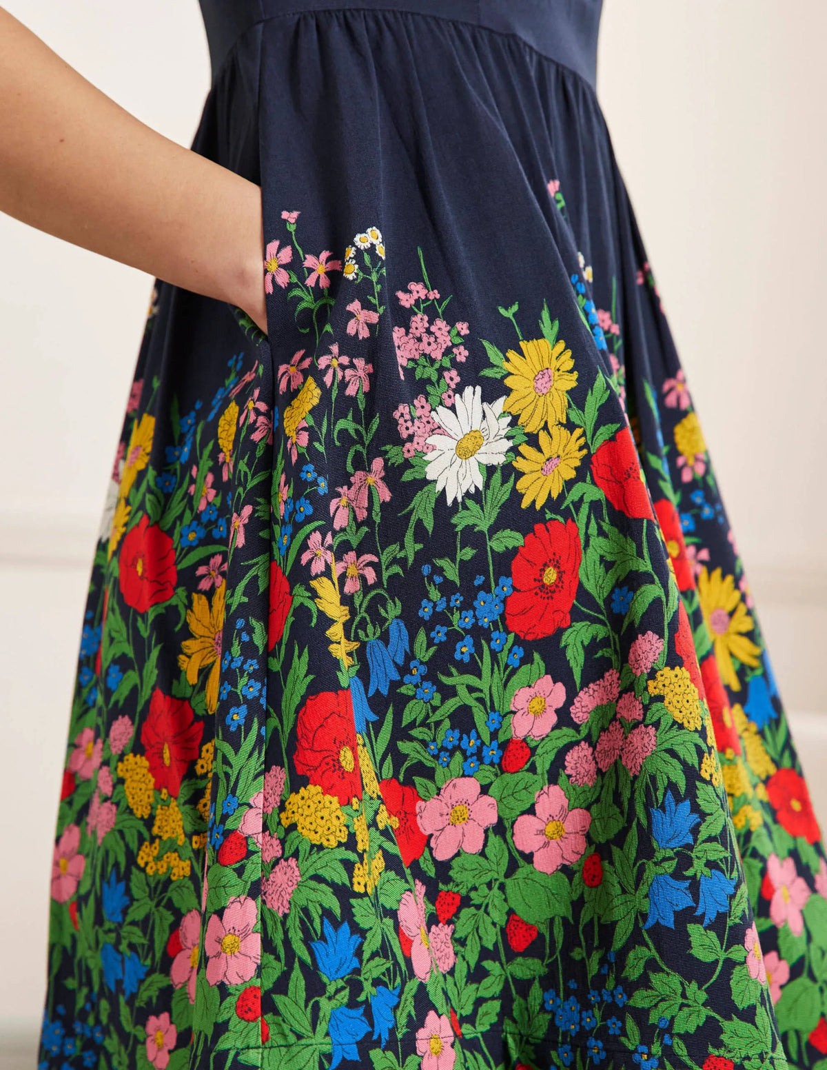 Tara Fit-and-Flare Dress-Navy, Botanical Terrace