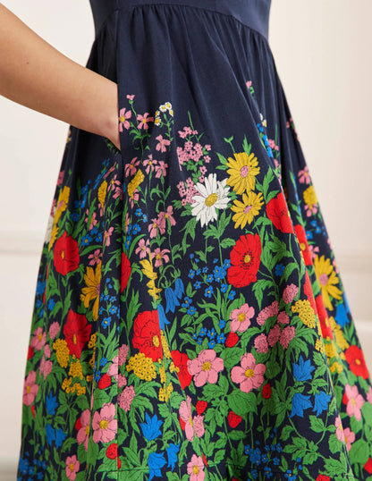 Tara Fit-and-Flare Dress-Navy, Botanical Terrace