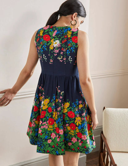 Tara Fit-and-Flare Dress-Navy, Botanical Terrace