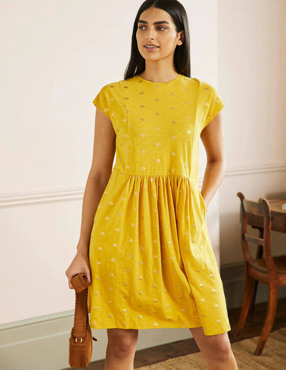 Jersey T-Shirt Dress-Honeycomb and Gold Foil