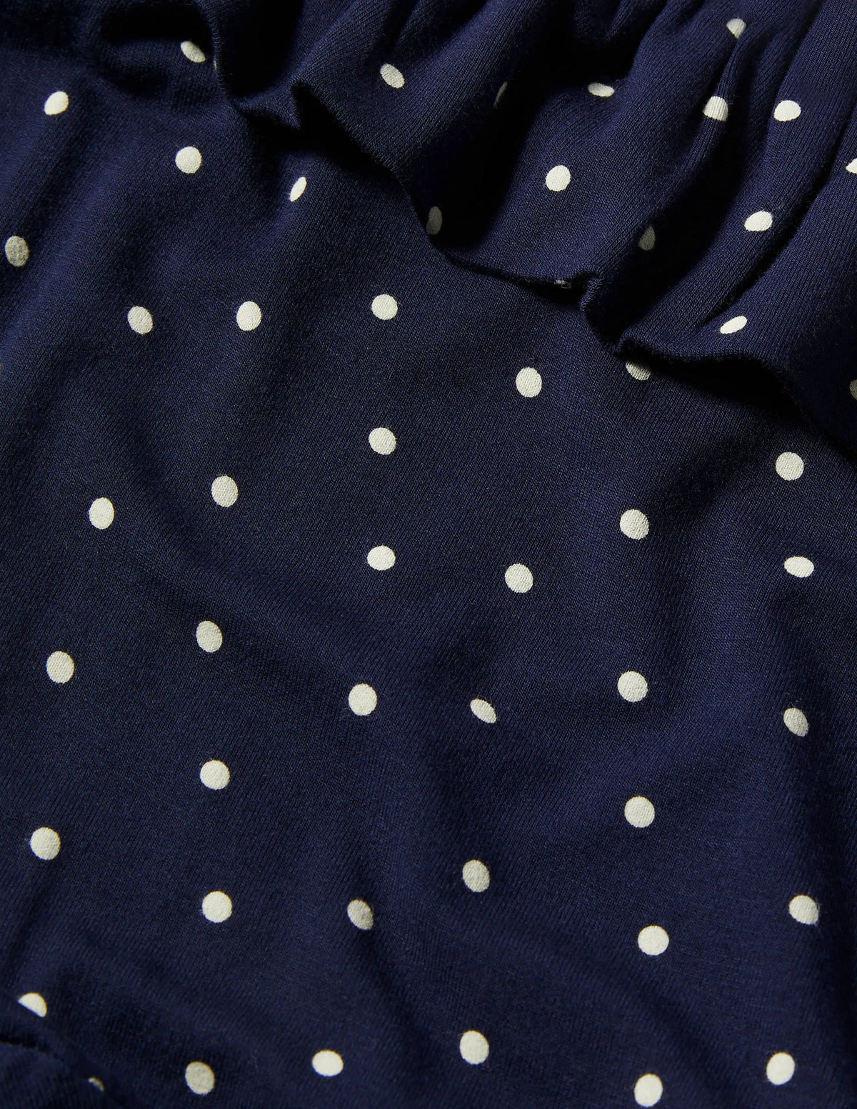 Ruffle Neck Jersey Midi Dress-French Navy, Pin Dot