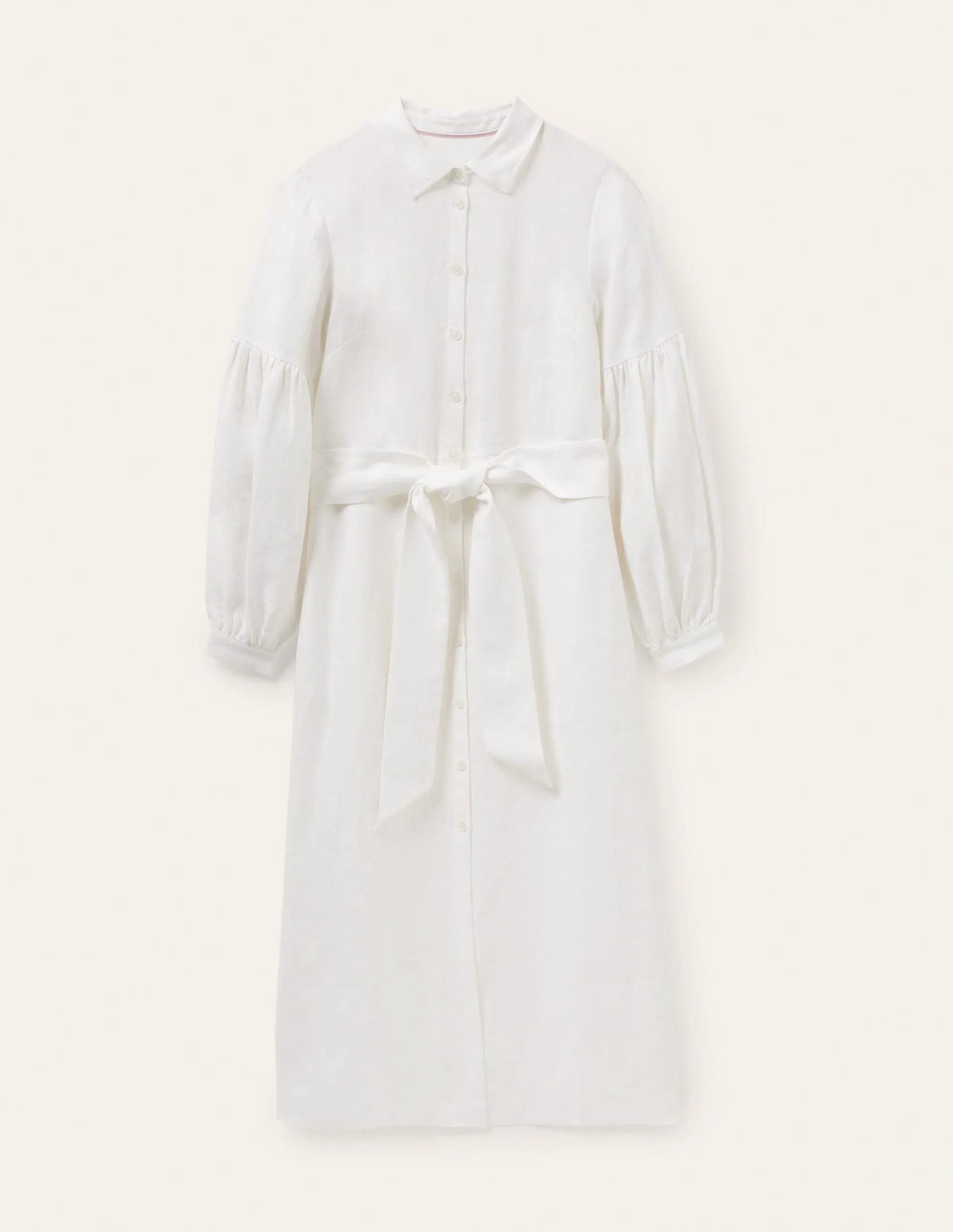 Sleeve Detail Midi Shirt Dress-White