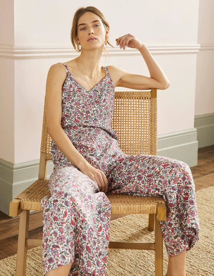 Lola Strappy Linen Jumpsuit-Radish, Oriental Paradise