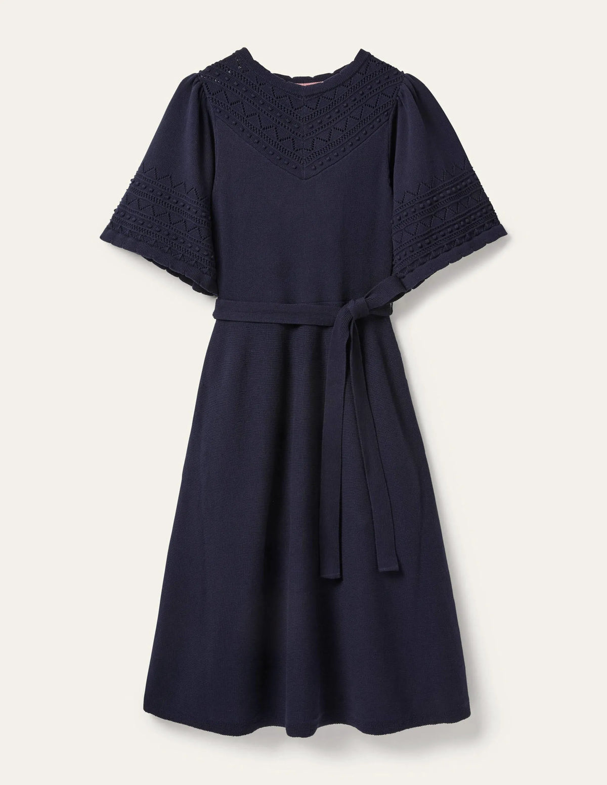 Wide Sleeve Knitted Dress-Navy