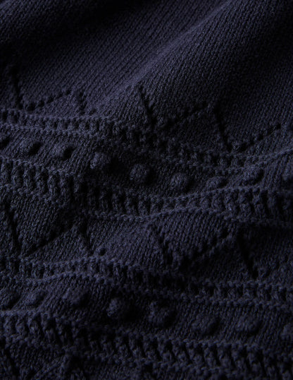 Wide Sleeve Knitted Dress-Navy