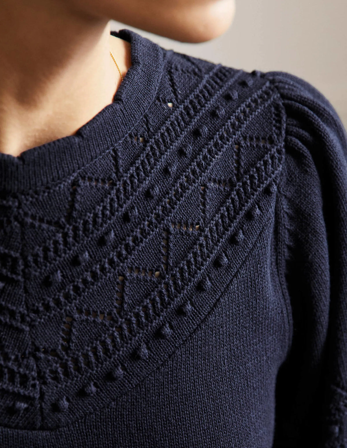 Wide Sleeve Knitted Dress-Navy