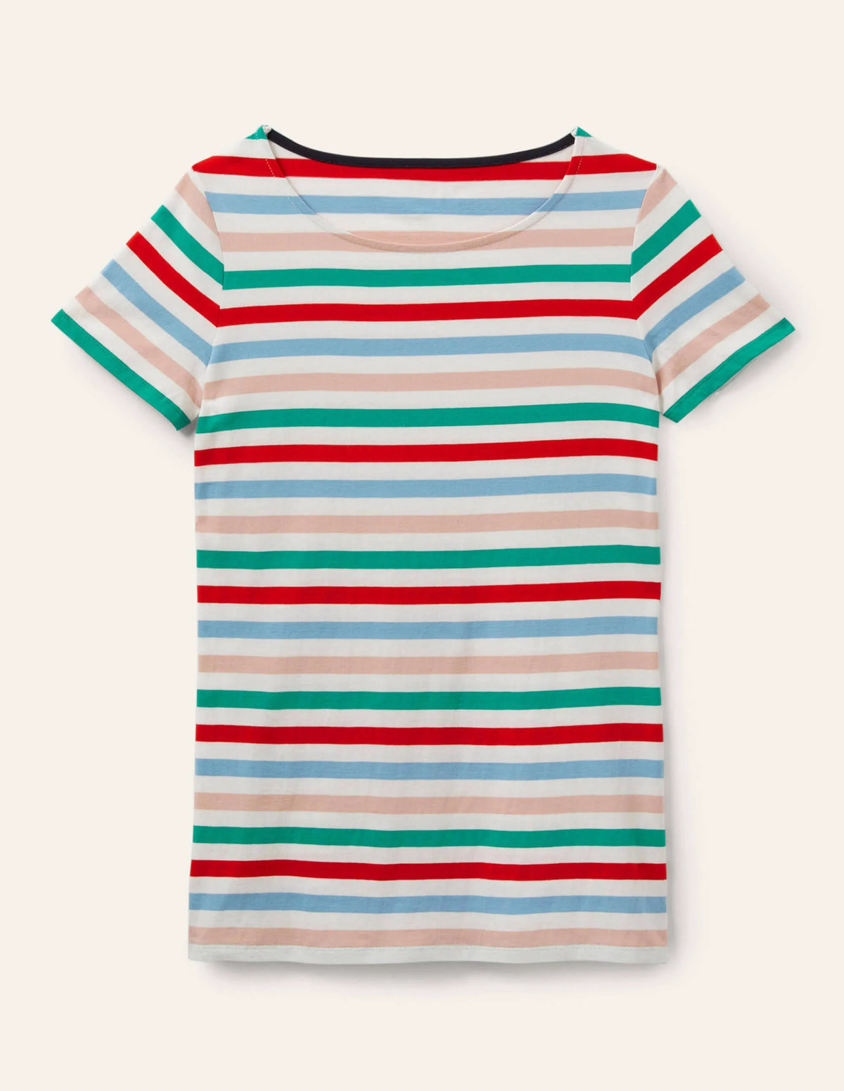 Short Sleeve Breton T-Shirt-Clover / Dusty Blue Stripe