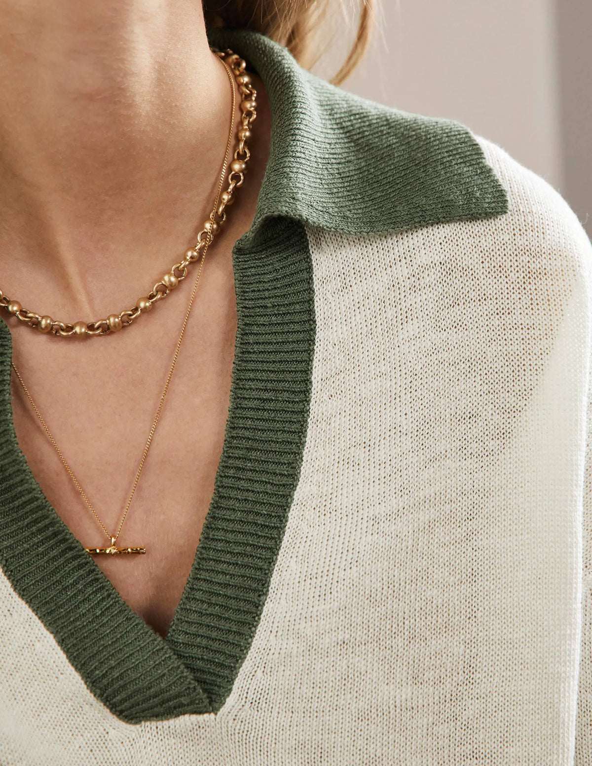 Linen Collared Sweater-Ivory, Alder