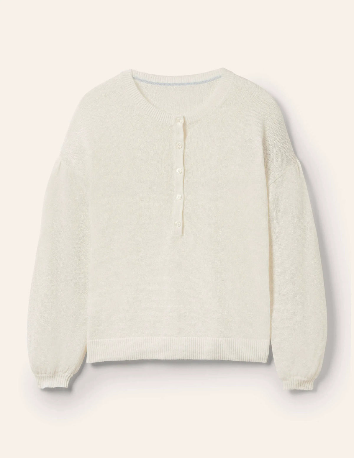 Leandra Linen Henley Sweater-Ivory
